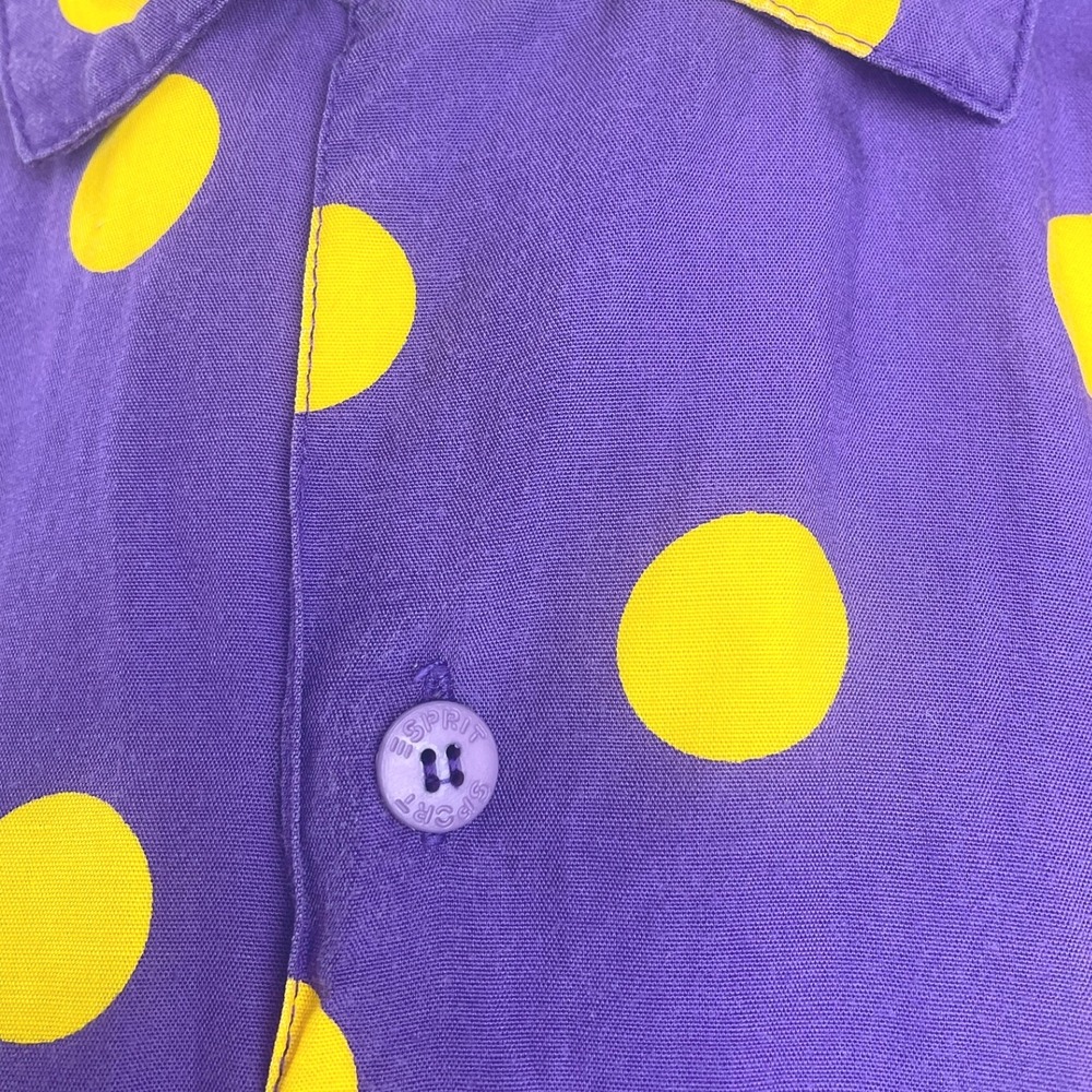 Vintage 80s ESPRIT SPORT Womens (L) Polka Dot Purple Button‎ Blouse Retro Baggy - Picture 3 of 7